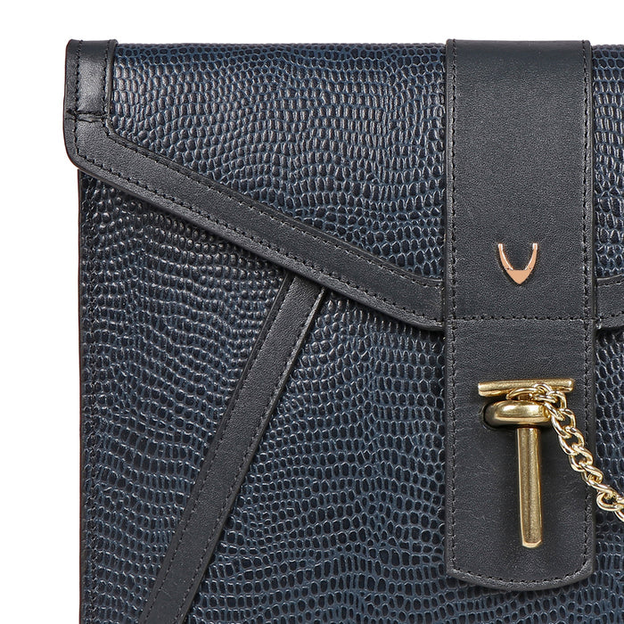 Peggy 04 Blue Leather Clutch