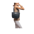 Peru 02 Blue Leather Tote Bag