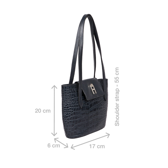 Peru 02 Blue Leather Tote Bag
