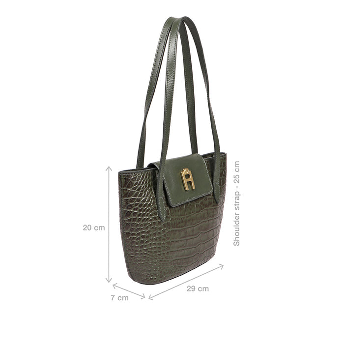 Peru 02 Green Leather Tote Bag