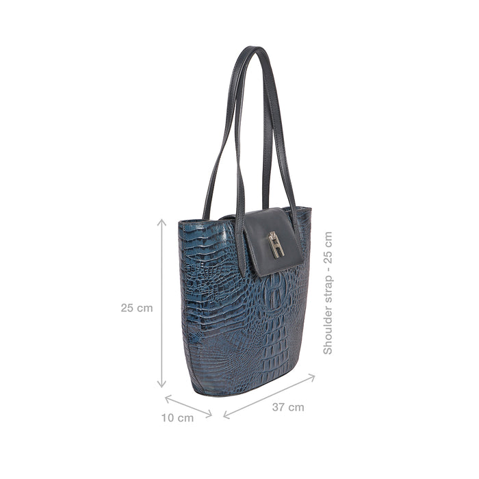 Peru 03 Blue Leather Tote Bag