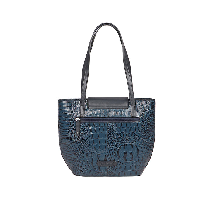 Peru 03 Blue Leather Tote Bag