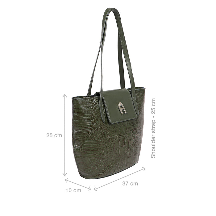 Peru 03 Green Leather Tote Bag