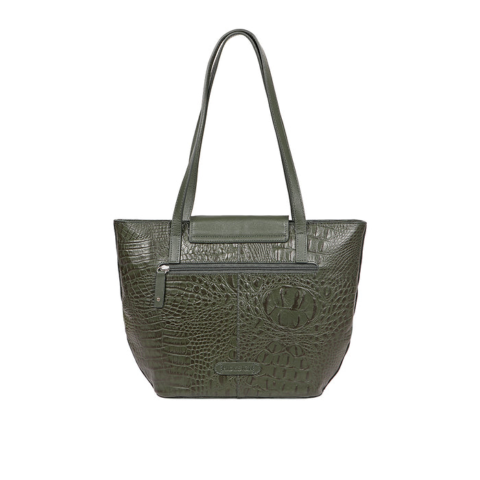 Peru 03 Green Leather Tote Bag