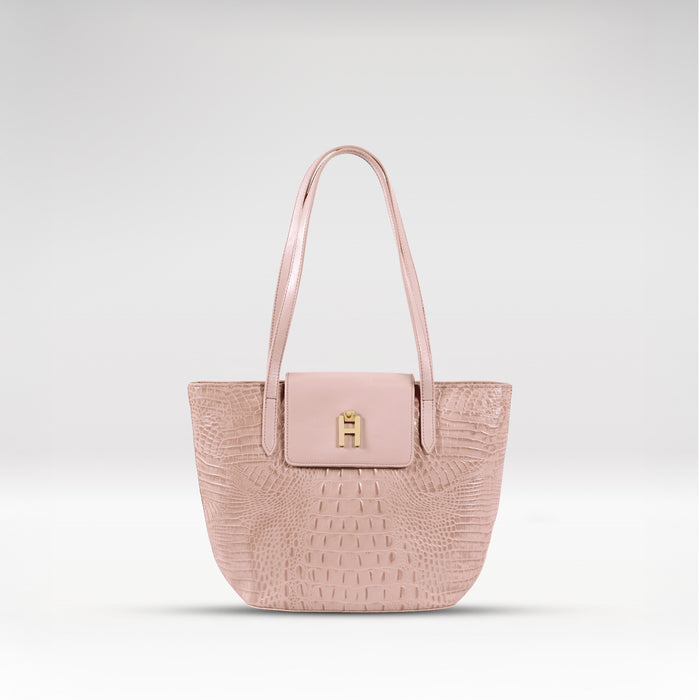 Peru 03 Pink Leather Tote Bag