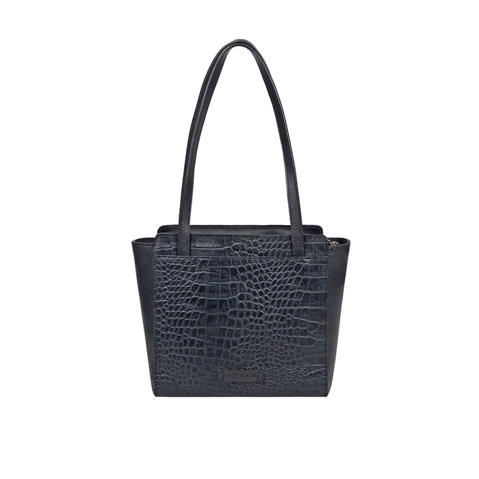 Peru 07 Blue Leather Tote Bag