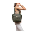 Peru 07 Green Leather Tote Bag