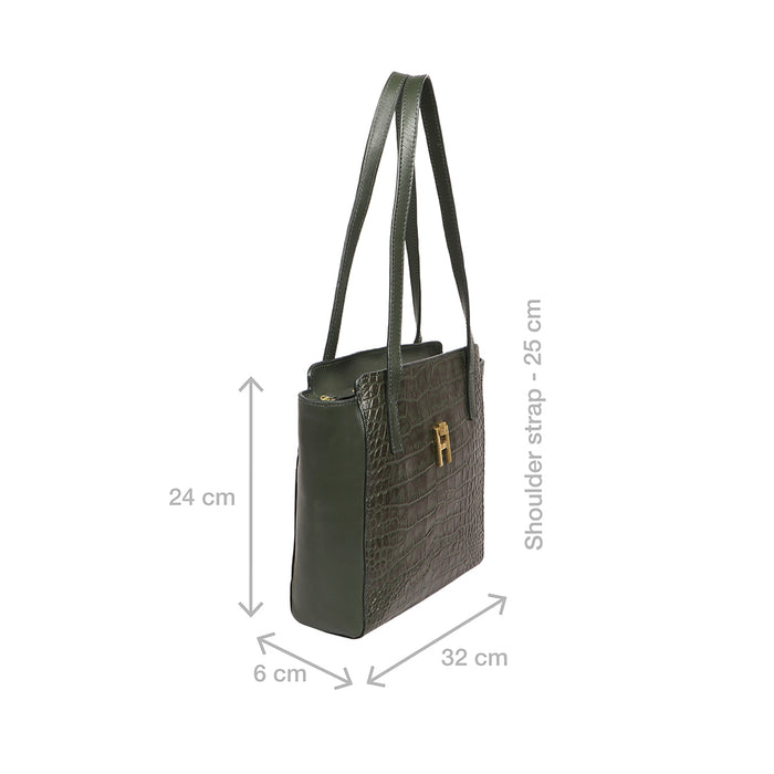 Peru 07 Green Leather Tote Bag