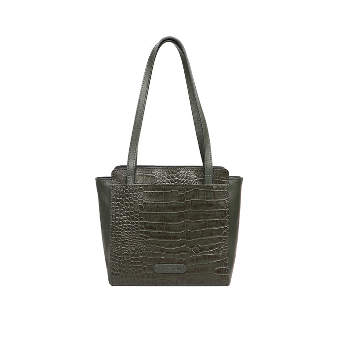 Peru 07 Green Leather Tote Bag