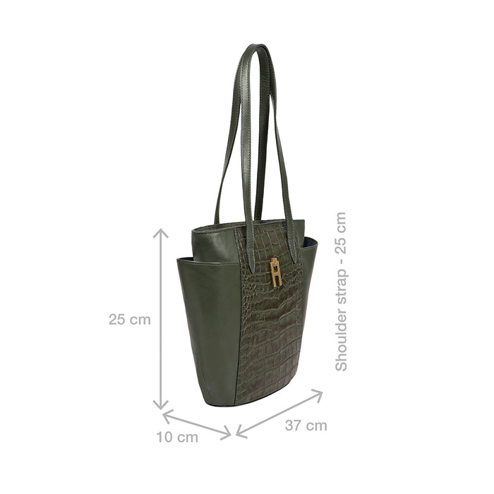 Peru 09 Green Leather Tote Bag
