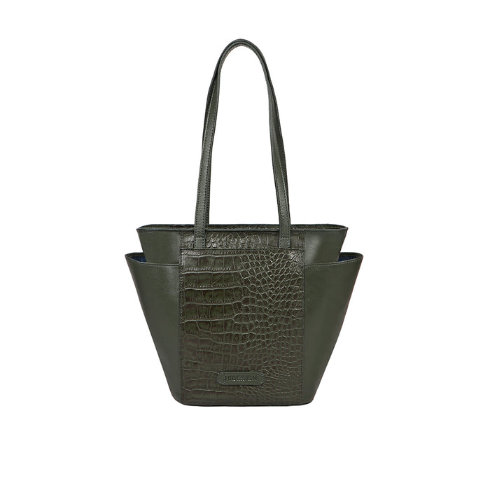Peru 09 Green Leather Tote Bag