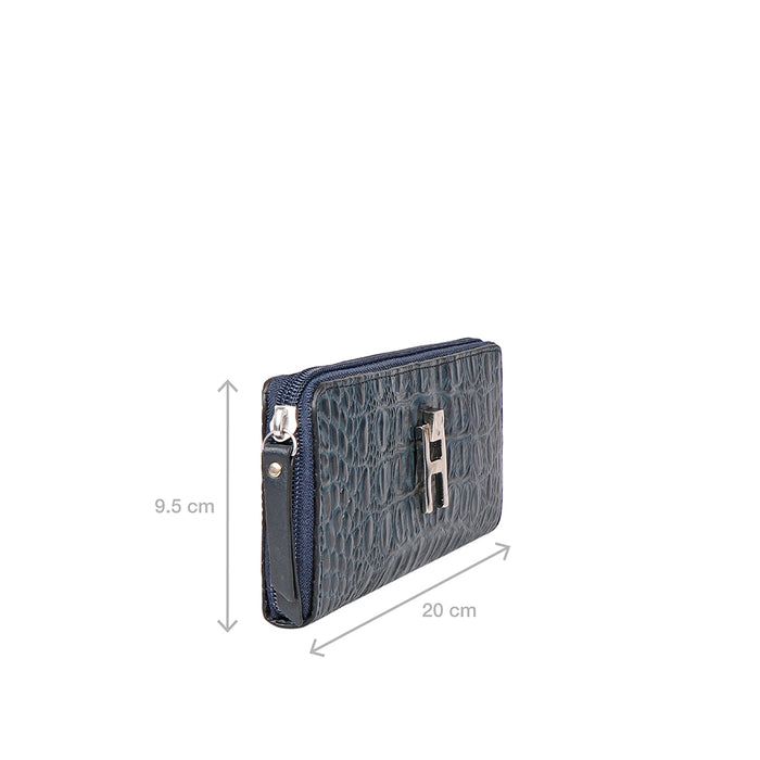 Peru W1 Blue Leather Zip Around Wallet