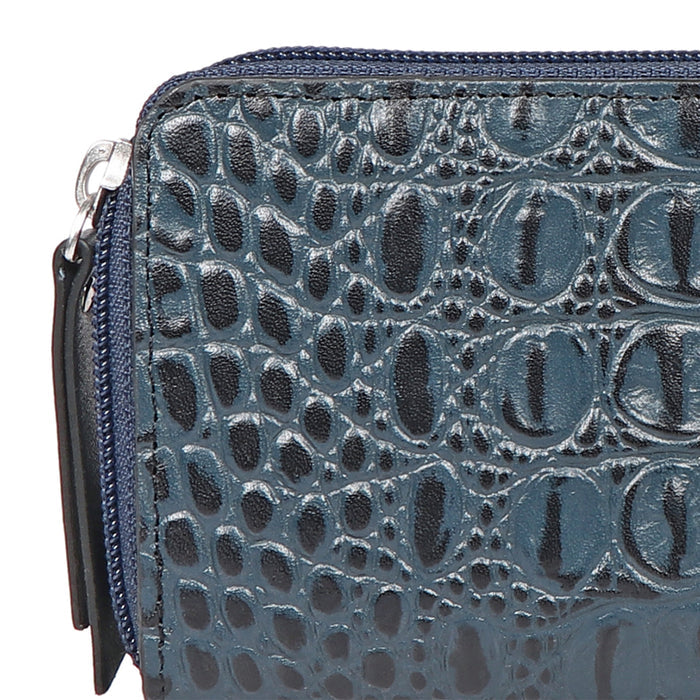 Peru W1 Blue Leather Zip Around Wallet