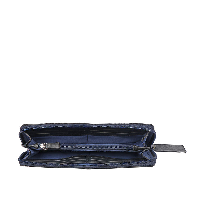 Peru W1 Blue Leather Zip Around Wallet