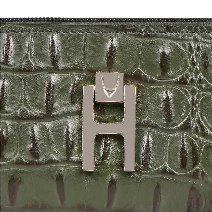 Peru W1 Green Leather Zip Around Wallet