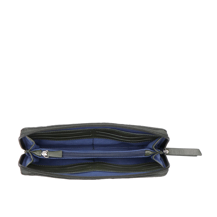 Peru W1 Green Leather Zip Around Wallet