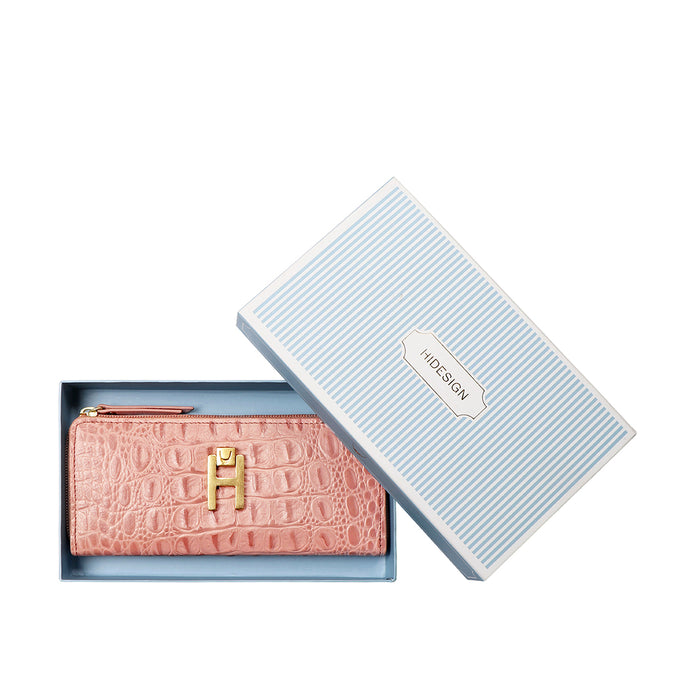 Peru W1 Pink Leather Zip Around Wallet