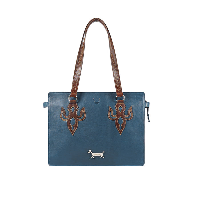 Peyote 01 Blue Leather Shoulder Bag