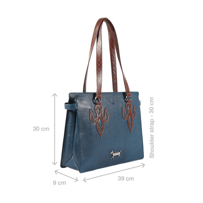 Peyote 01 Blue Leather Shoulder Bag
