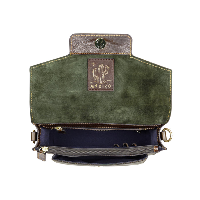 Peyote 02 Green Leather Sling Bag