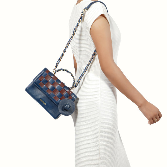 Peyote 03 Blue Leather Sling Bag