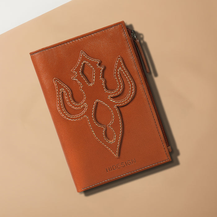 Peyote W1 Orange Leather Passport Holder