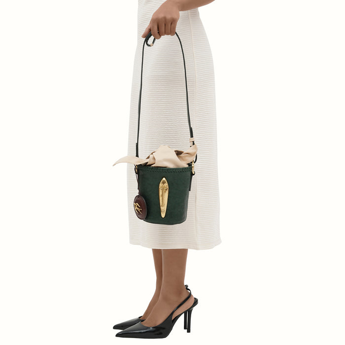 Pharaoh 01 Green Leather Bucket Bag
