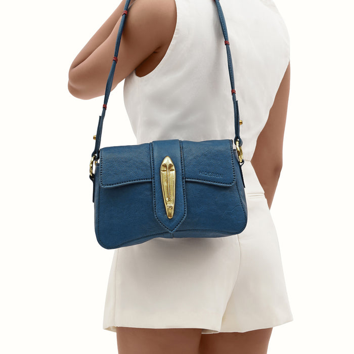 Pharaoh  02 Blue Leather Shoulder Bag