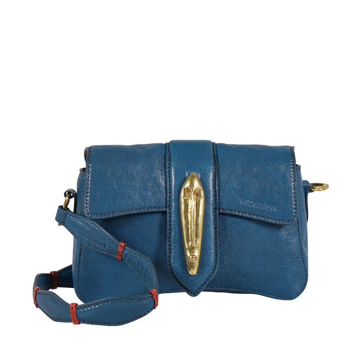 Pharaoh  02 Blue Leather Shoulder Bag