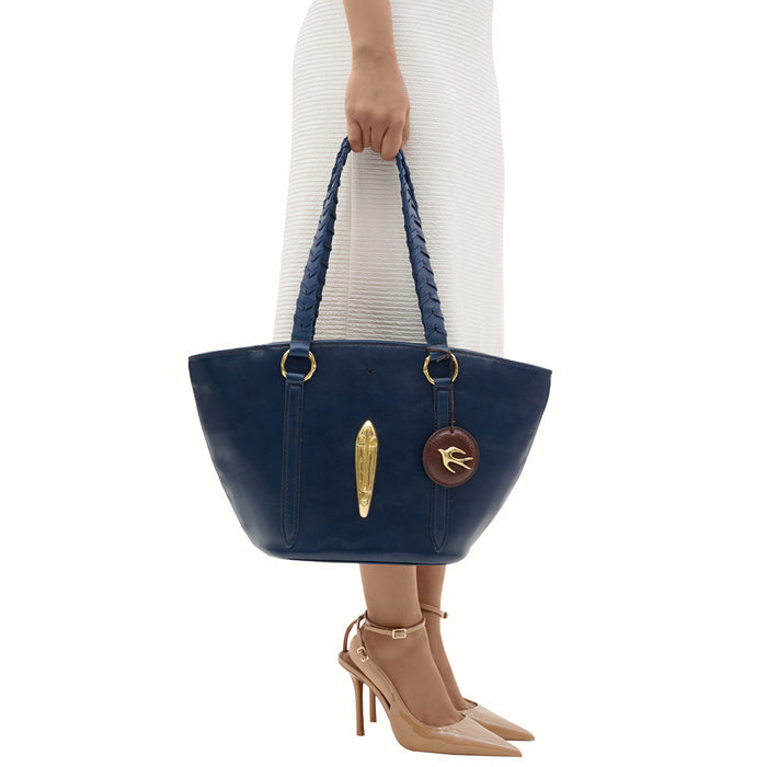 Pharaoh  05 Blue Leather Tote Bag