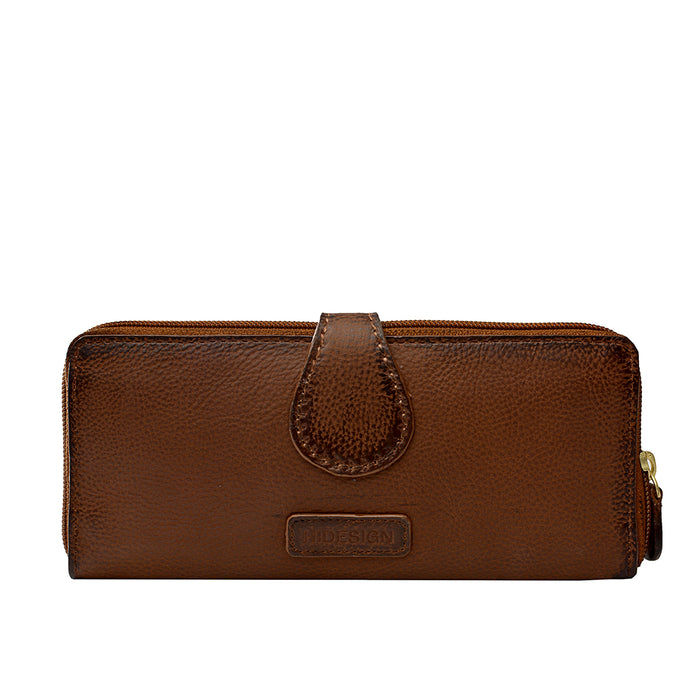 Pheme W2 Tan Leather Zip Around Wallet