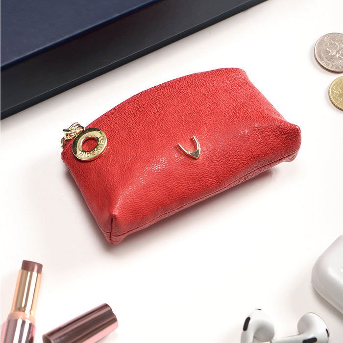 Pippin Red Leather Coin Pouch