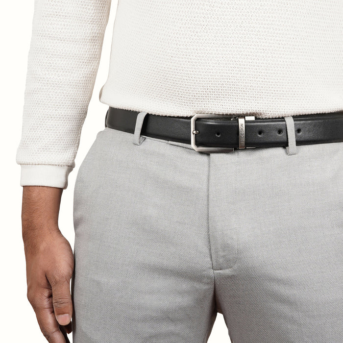 Pique Adison Men's Black Reversible Leather Belt