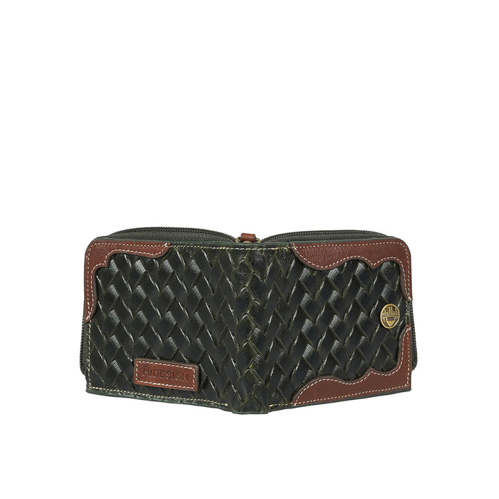 Pisco W2 Green Leather Bi-Fold Wallet