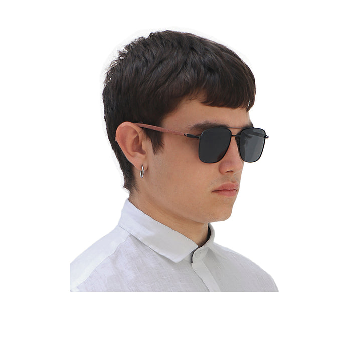 Polermo Unisex Black Aviator Sunglasses