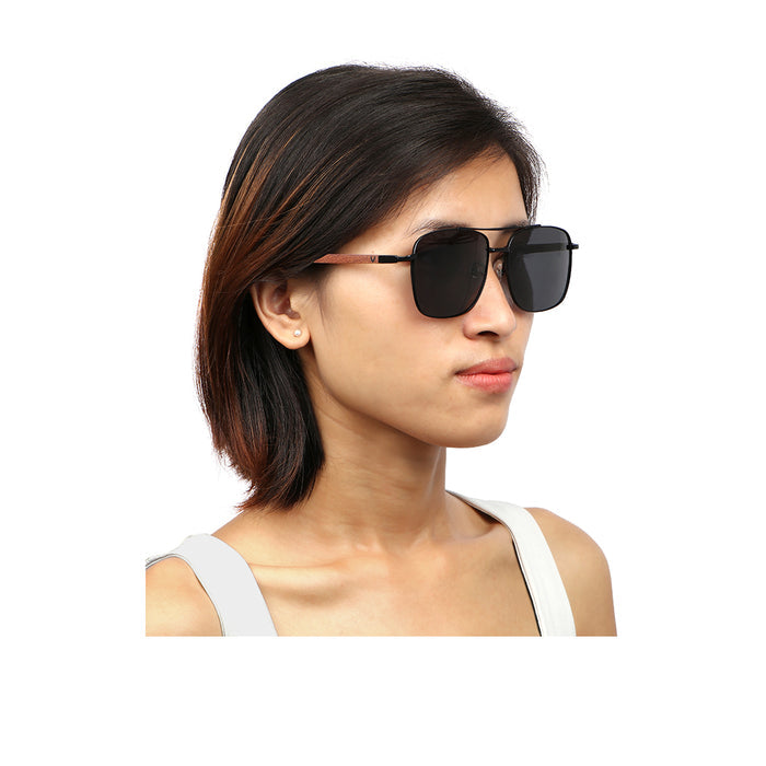 Polermo Unisex Black Aviator Sunglasses