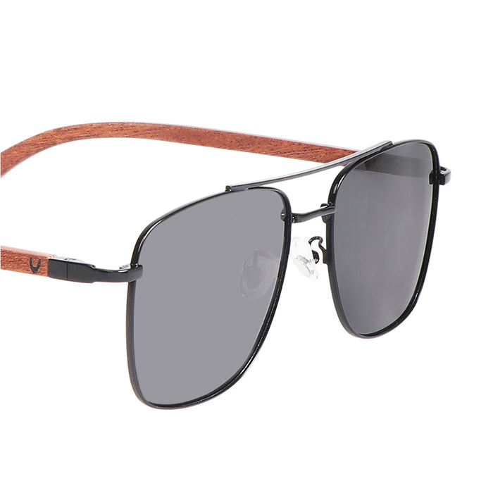 Polermo Unisex Black Aviator Sunglasses