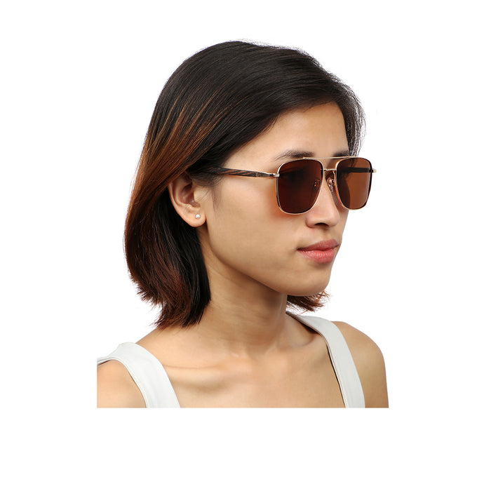 Polermo Unisex Brown Aviator Sunglasses