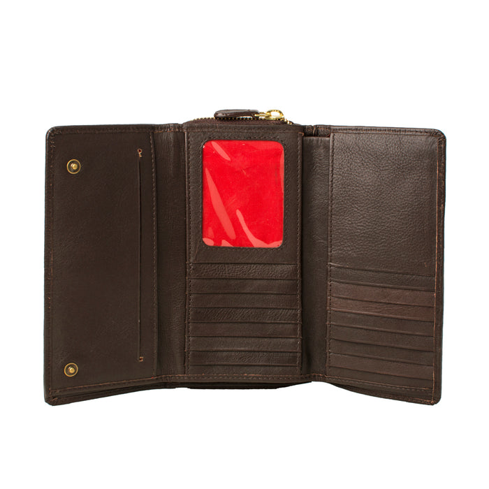 Polo W2  Brown Leather Trifold Wallet