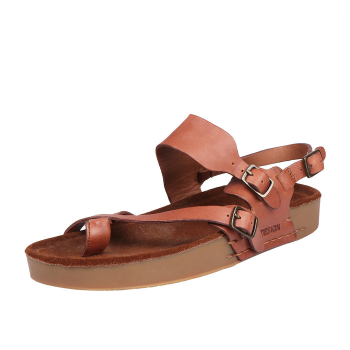 Port Blair Women's Tan Leather Strap Sandals