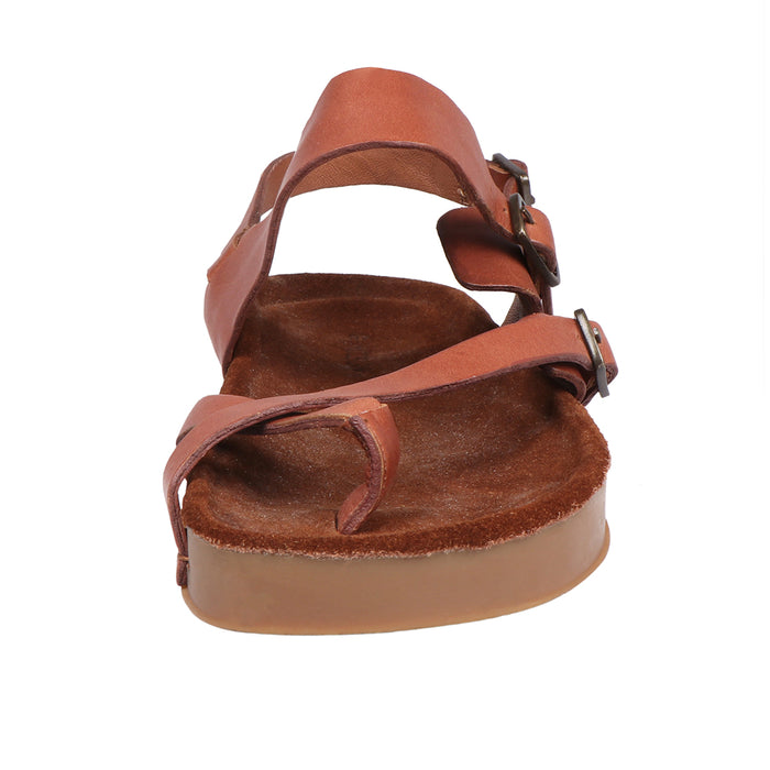 Port Blair Women's Tan Leather Strap Sandals