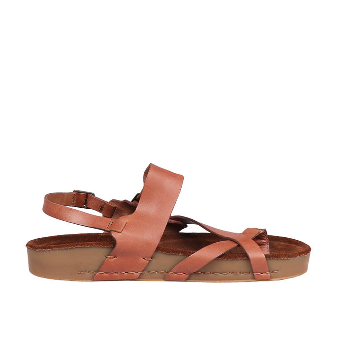 Port Blair Women's Tan Leather Strap Sandals