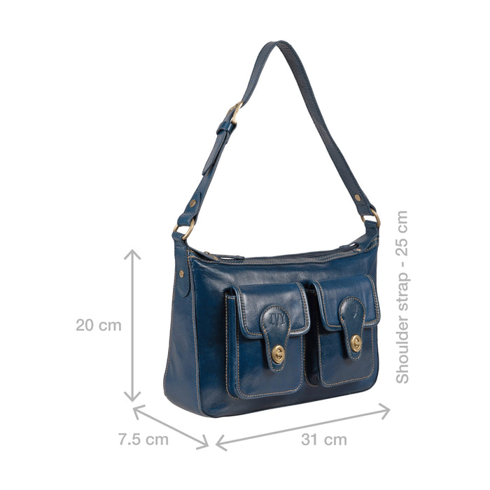 Pyne 02 Blue Leather Shoulder Bag
