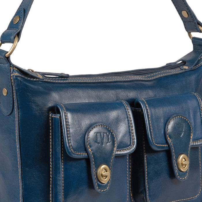 Pyne 02 Blue Leather Shoulder Bag