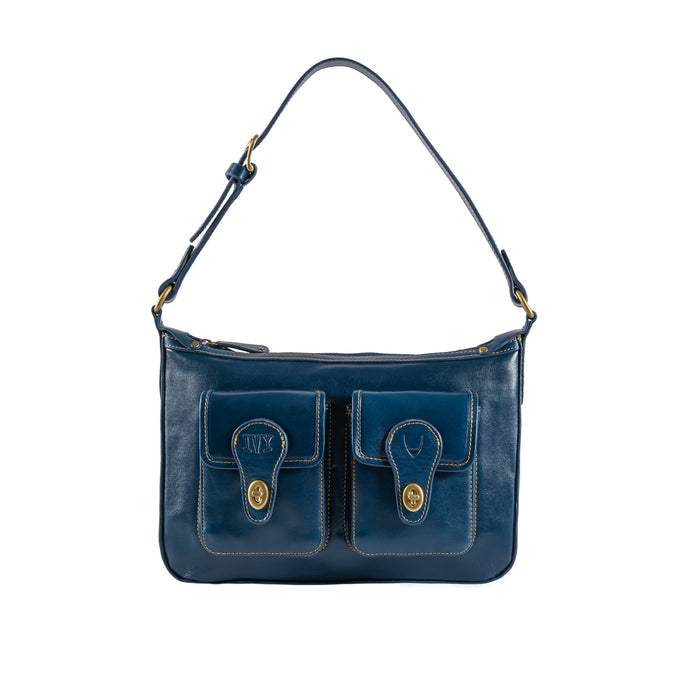 Pyne 02 Blue Leather Shoulder Bag