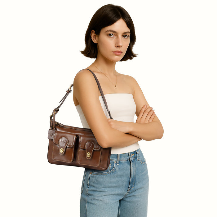 Pyne 02 Brown Leather Shoulder Bag