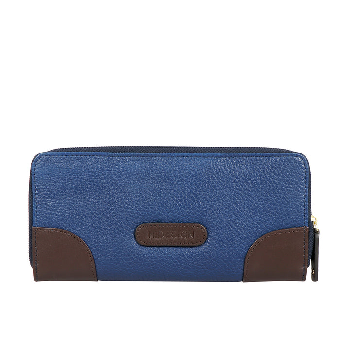Redwood W2 Blue Leather Double Zip Around Wallet