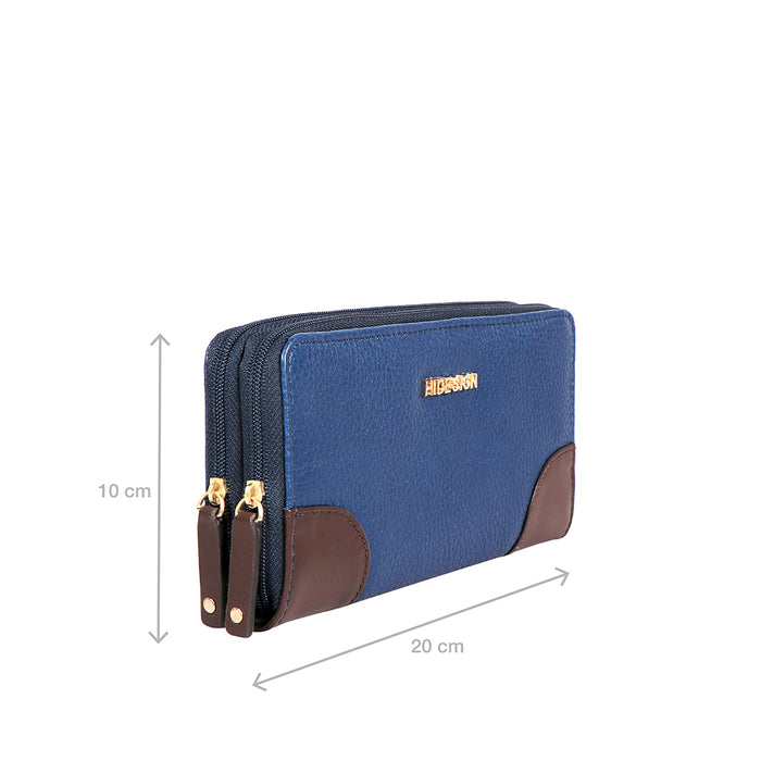Redwood W2 Blue Leather Double Zip Around Wallet