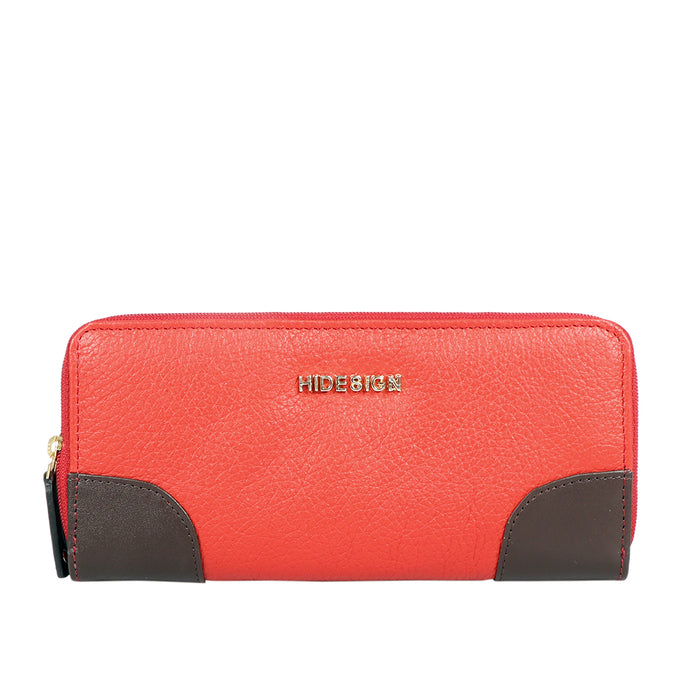 Redwood W2 Red Leather Double Zip Around Wallet