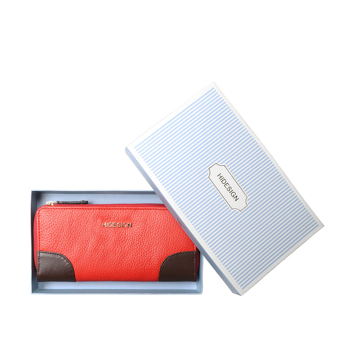 Redwood W2 Red Leather Double Zip Around Wallet